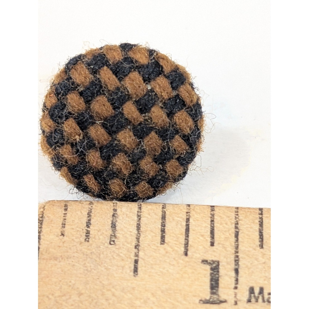 Set of 8 Vintage Woven Checkerboard Dome Buttons Black Brown Craft Sewing - Picture 4 of 4